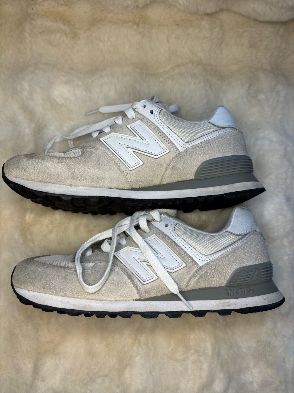 New Balance 574 Core Womens 9.5B Nimbus Cloud White Suede Sneakers WL574EVW - Picture 5 of 10